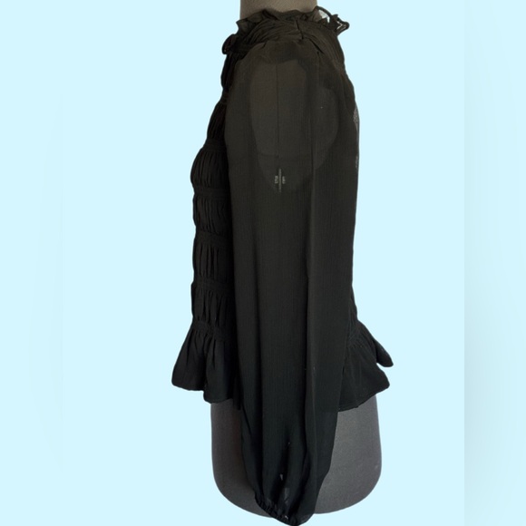 Marc New Your Elegant Black Smocked, Peplum Women's Top - Picture 2 of 5